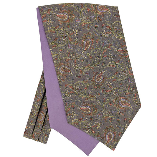 Brown & Purple Paisley Combed Cotton Cravat - Cravats - 