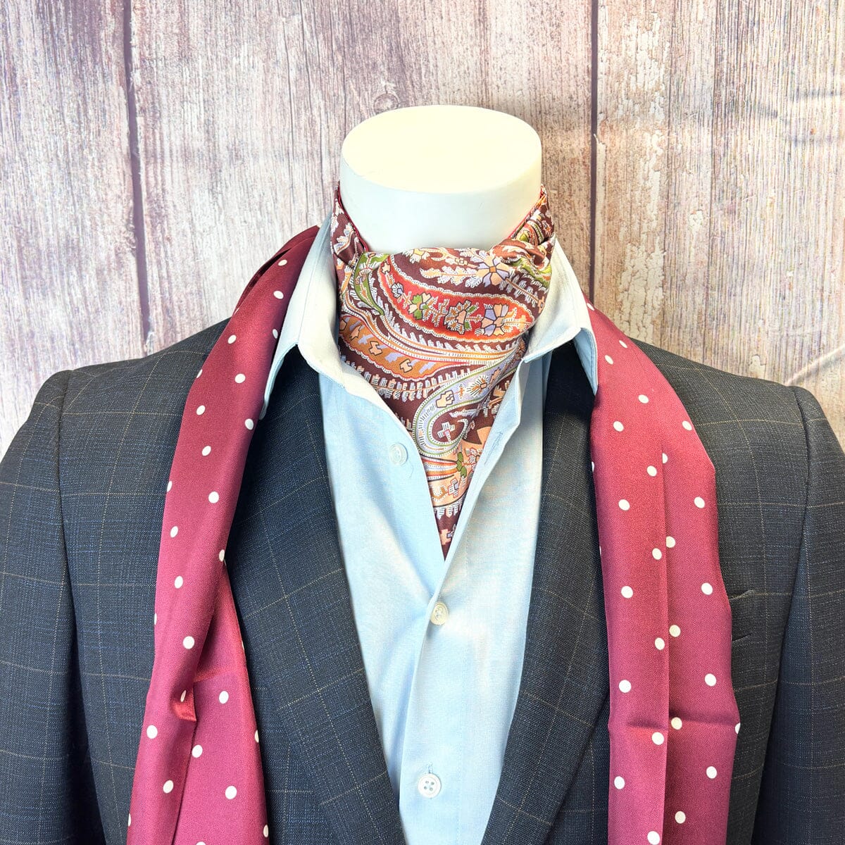 Burgundy Dot Silk Scarf - Scarves - 