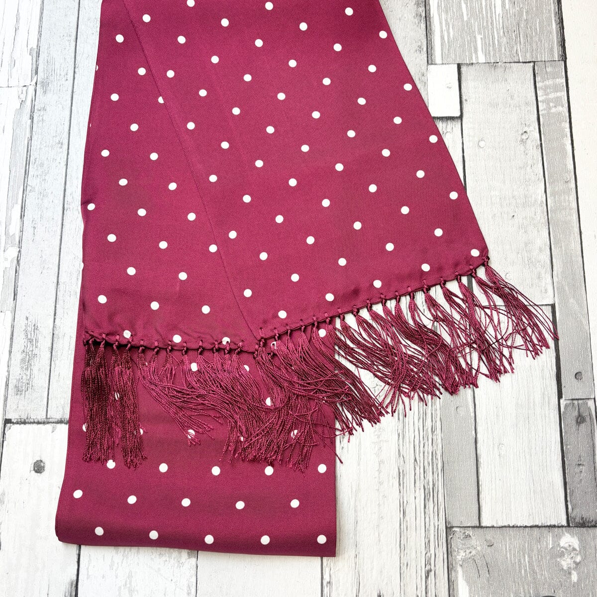 Burgundy Dot Silk Scarf - Scarves - 