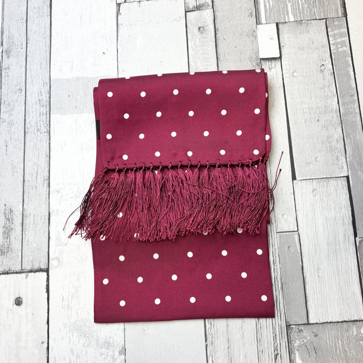 Burgundy Dot Silk Scarf - Scarves - 