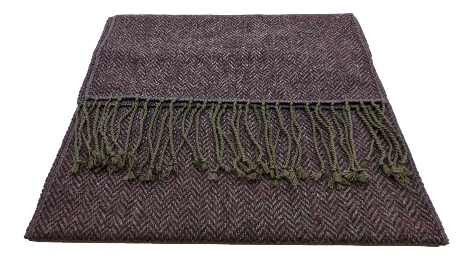 Burgundy Herringbone Tweed Scarf - Scarves - - THREADPEPPER