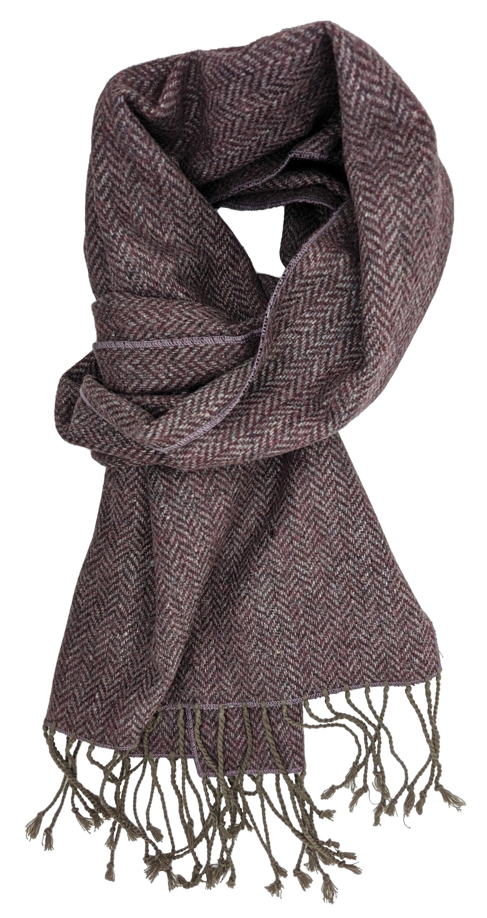 Burgundy Herringbone Tweed Scarf - Scarves - - THREADPEPPER