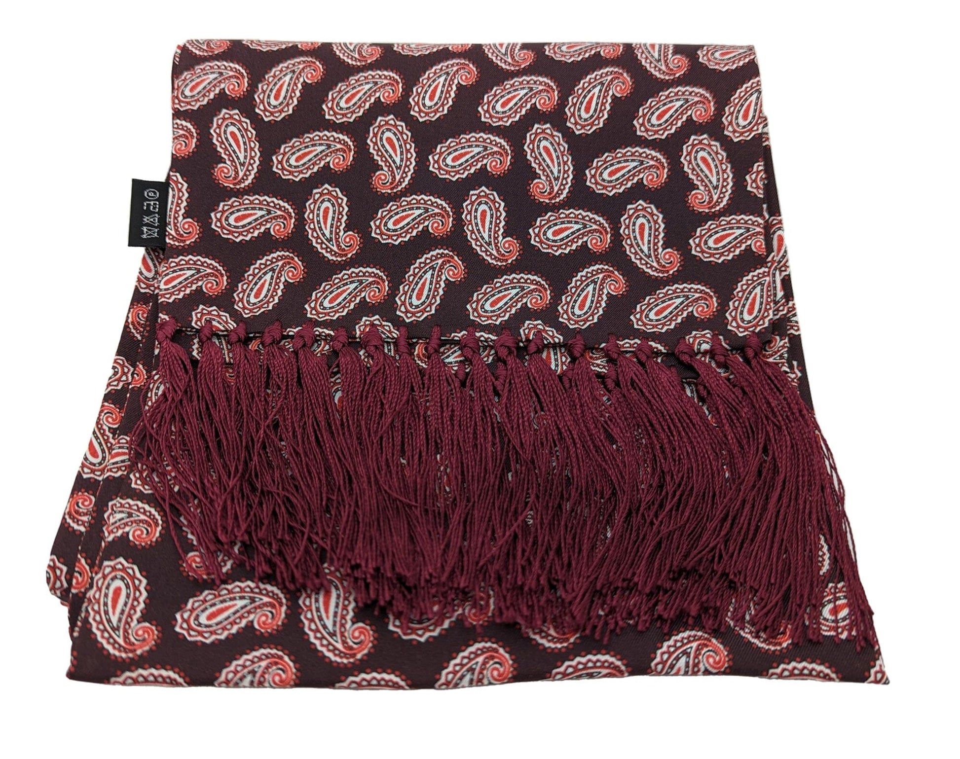 Burgundy Paisley Silk Scarf - Scarves - - THREADPEPPER