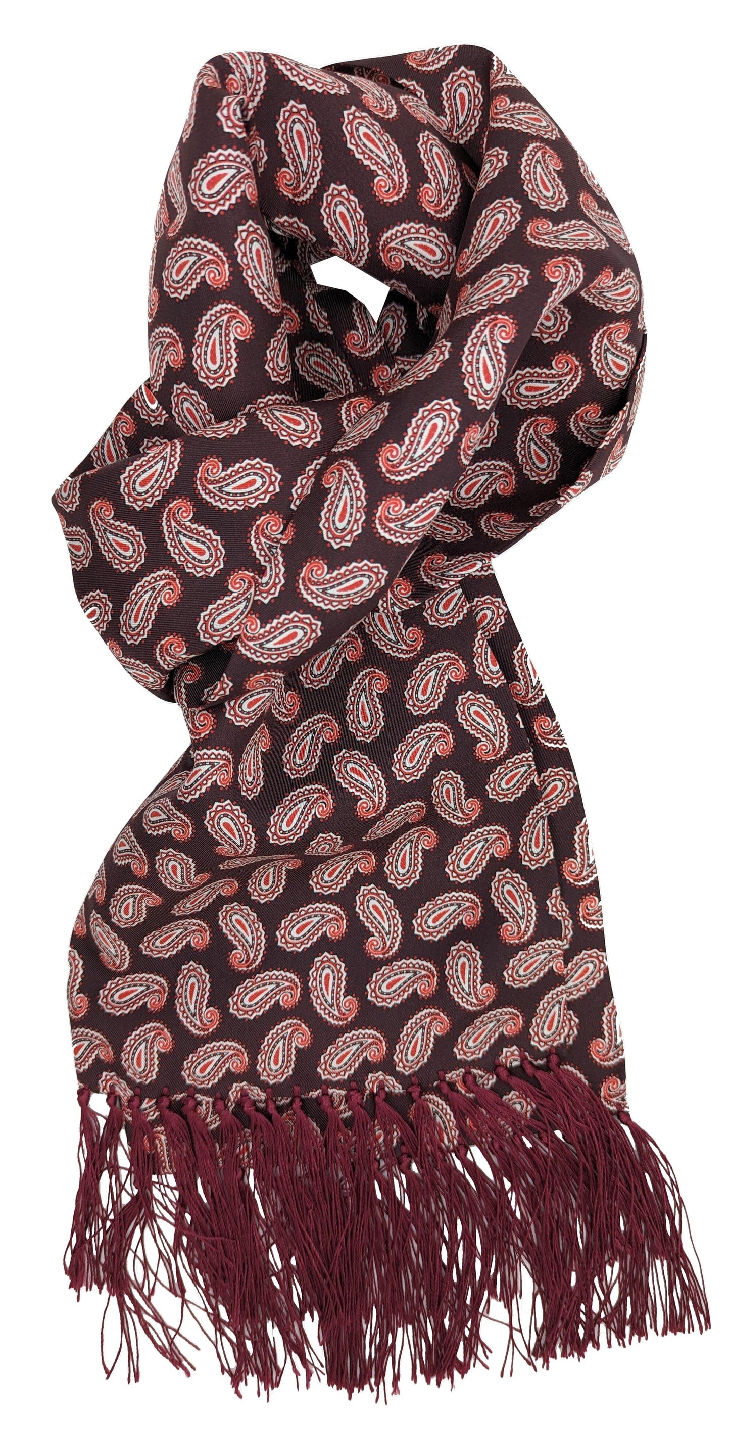 Burgundy Paisley Silk Scarf - Scarves - - THREADPEPPER