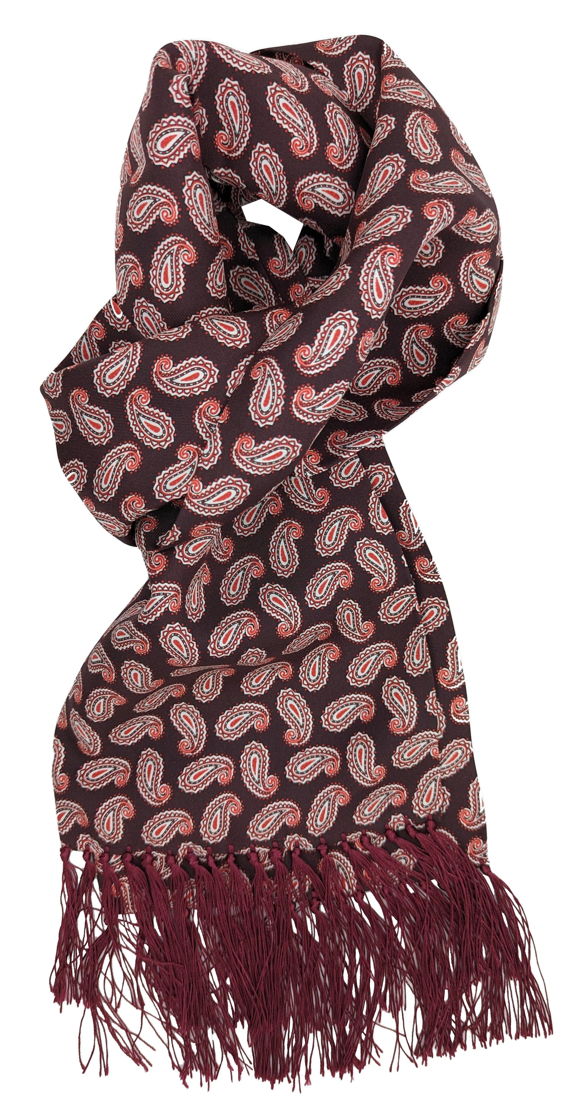 Burgundy Paisley Silk Scarf - Scarves - - THREADPEPPER