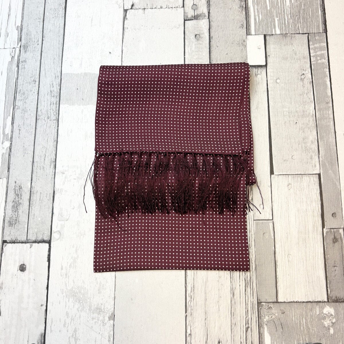 Burgundy Spot Silk Scarf - Scarves - 