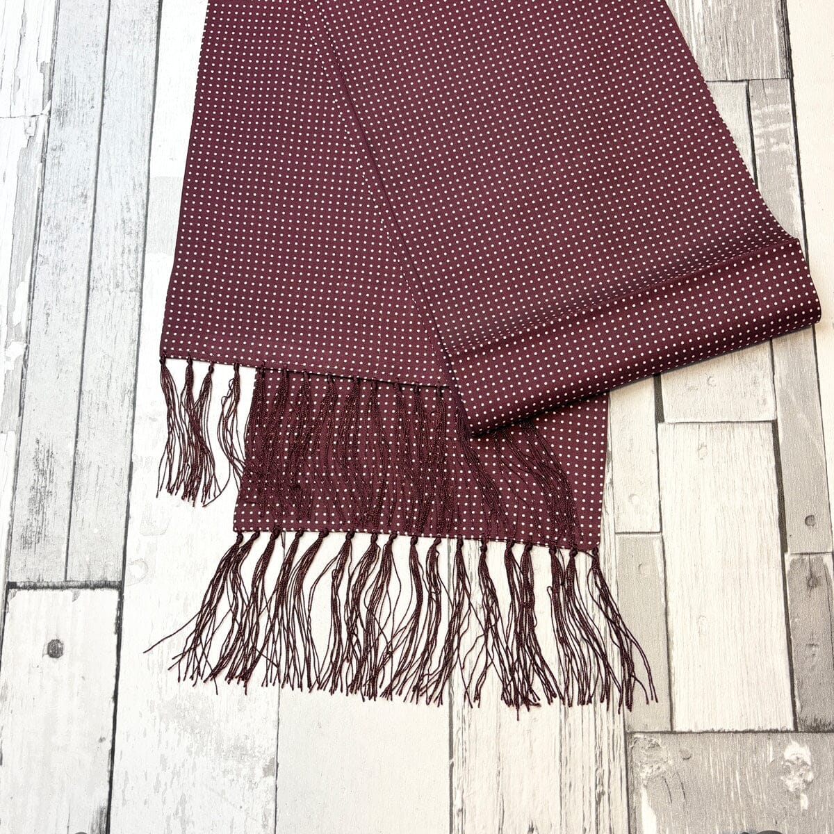 Burgundy Spot Silk Scarf - Scarves - 