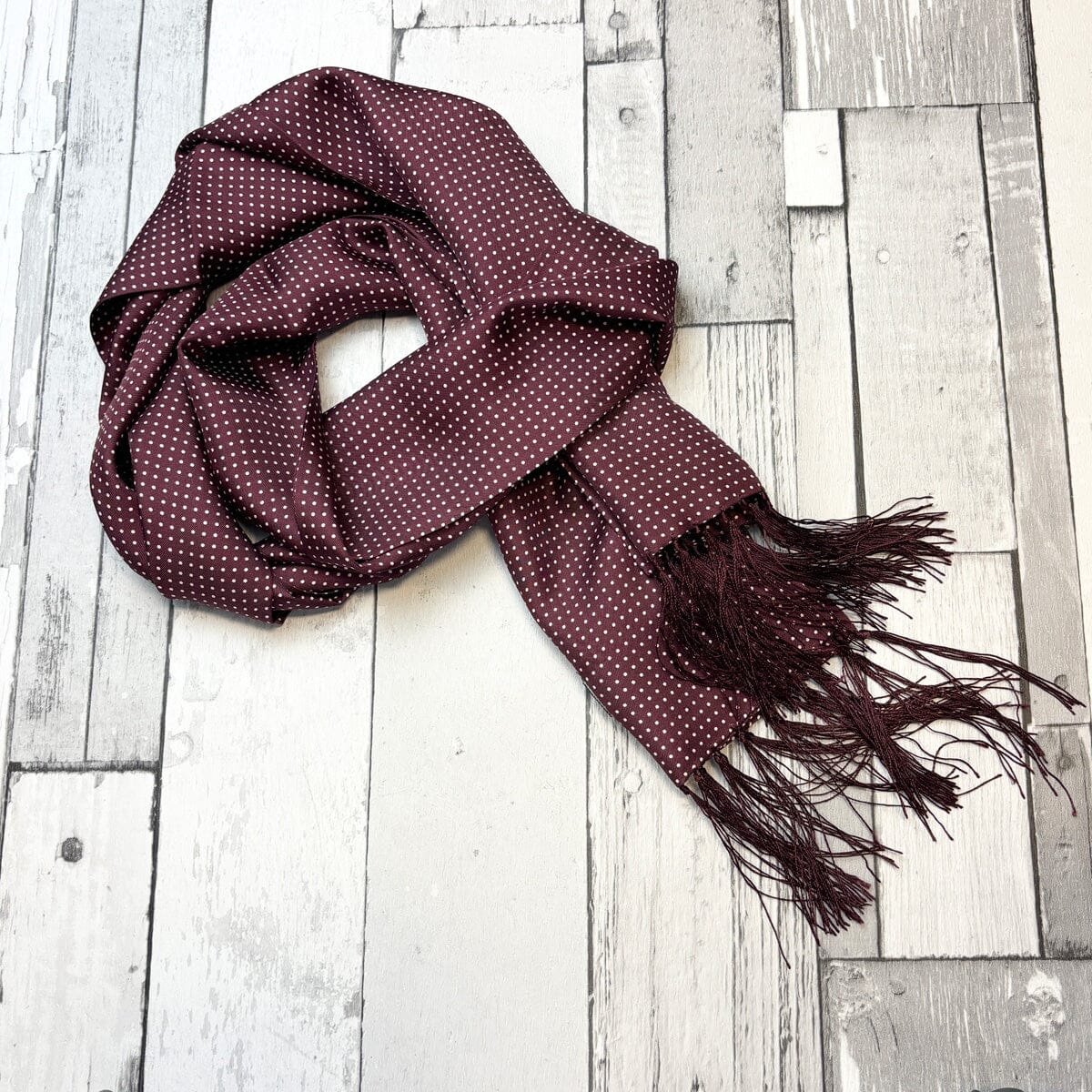 Burgundy Spot Silk Scarf - Scarves - 