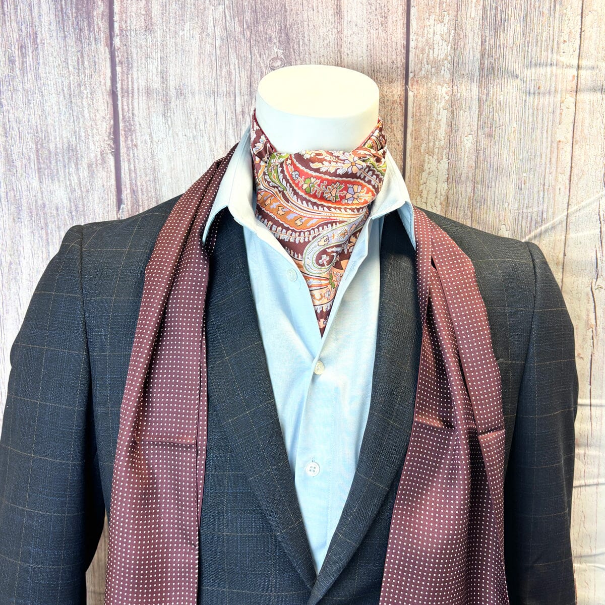 Burgundy Spot Silk Scarf - Scarves - 