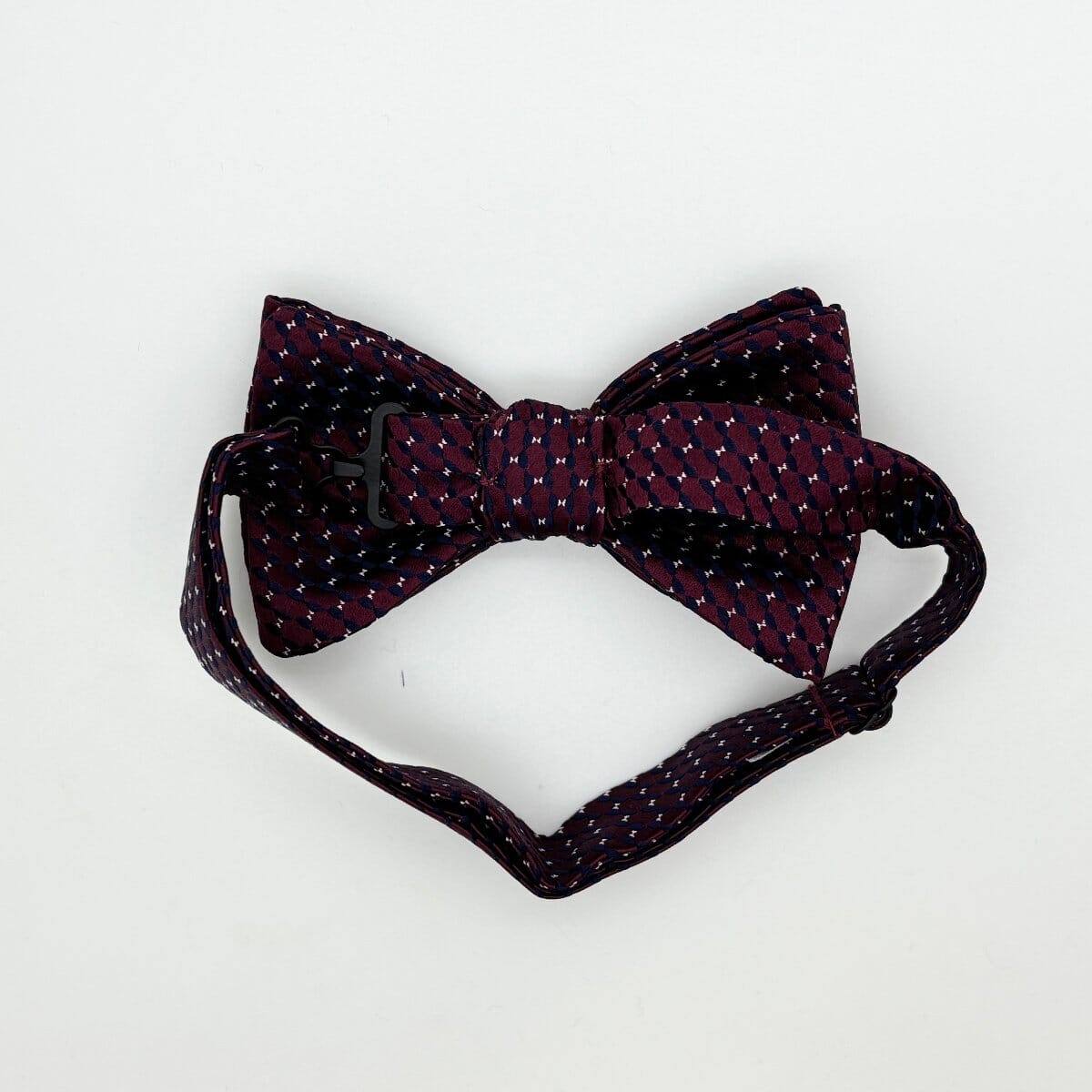 Burgundy Squares Silk Bow Tie - Bow Ties - 