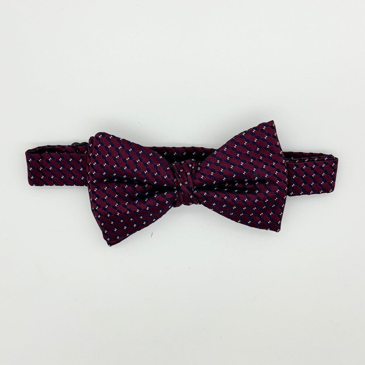 Burgundy Squares Silk Bow Tie - Bow Ties - Ready-Tied 