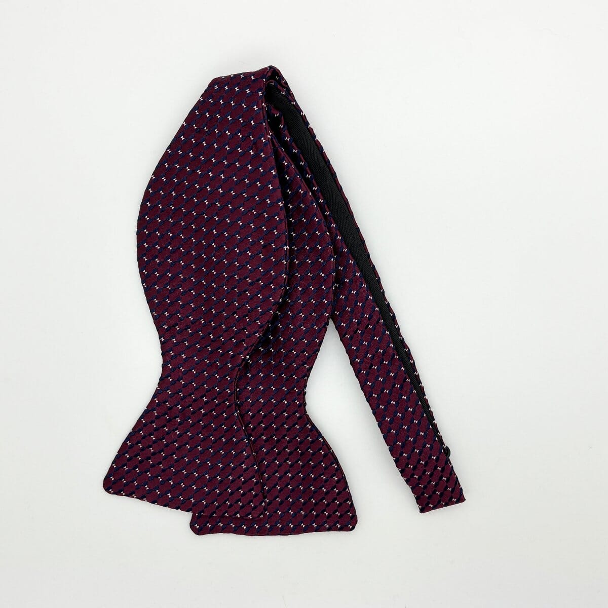 Burgundy Squares Silk Bow Tie - Bow Ties - Self-Tie 