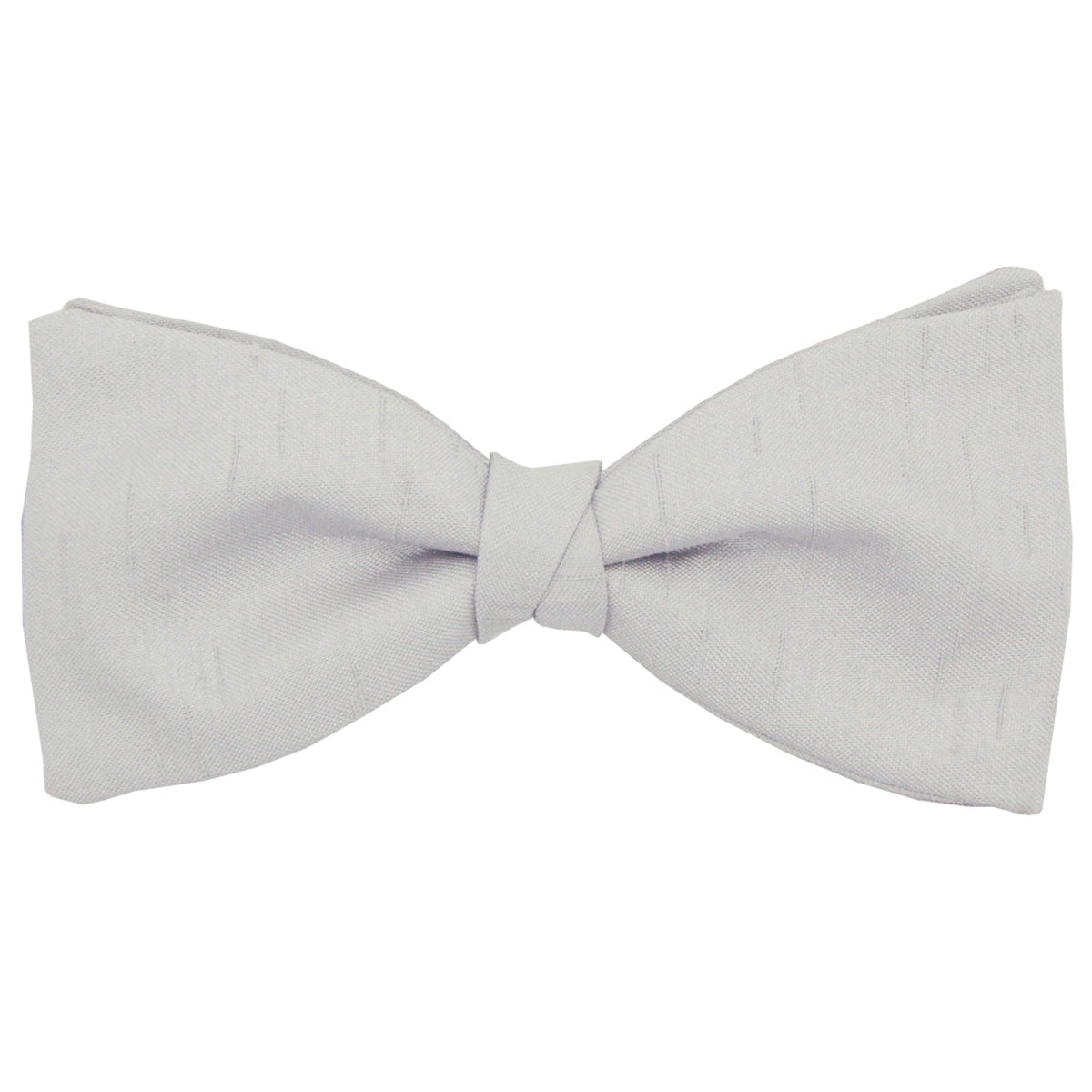 Clearance - Silver Shantung Pre-Tied Bow Tie