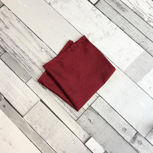 Cardinal Red Dupion Pocket Square - Handkerchiefs - 