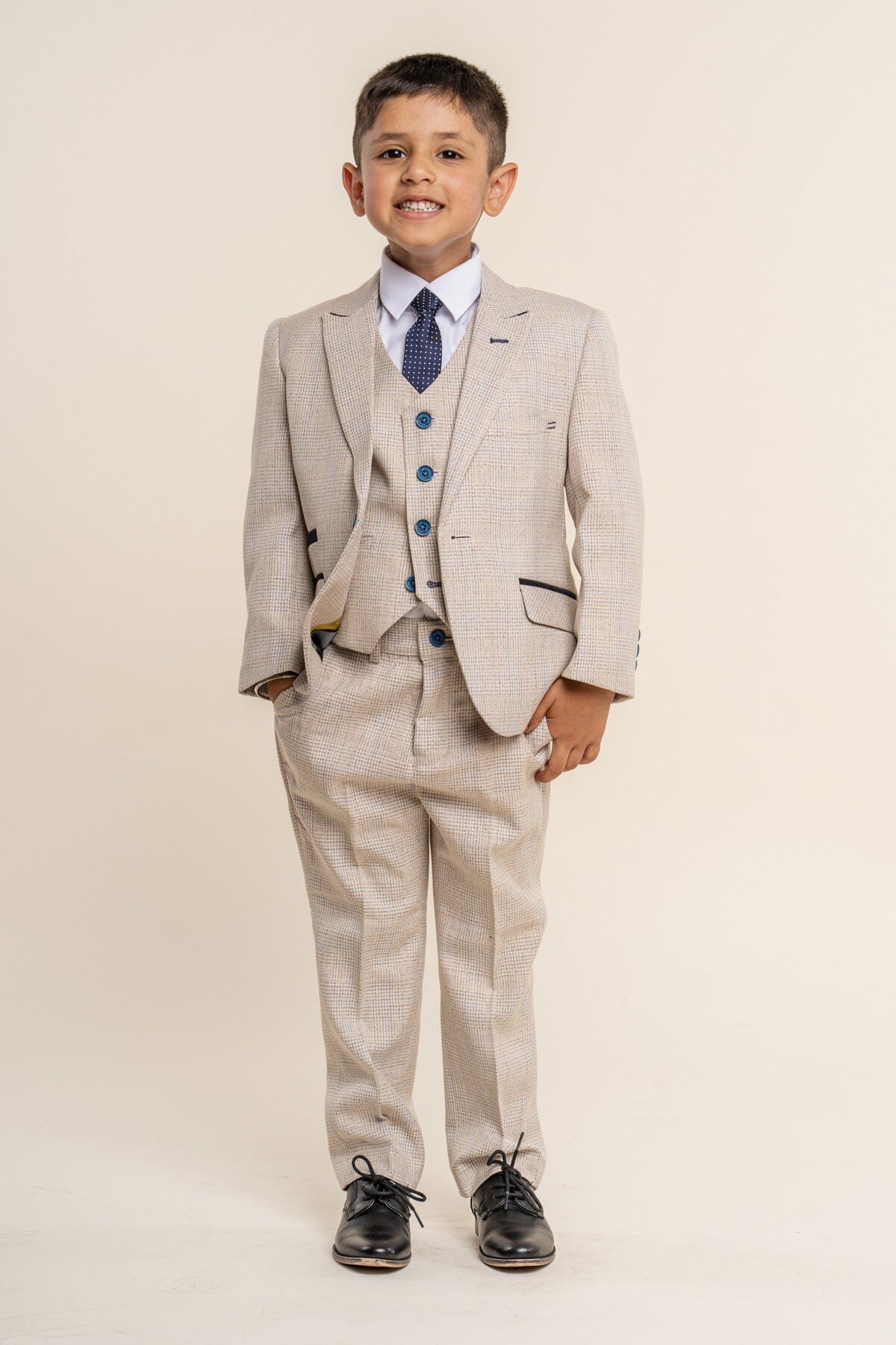Caridi Beige Boys 3 Piece Suit - Childrenswear - 