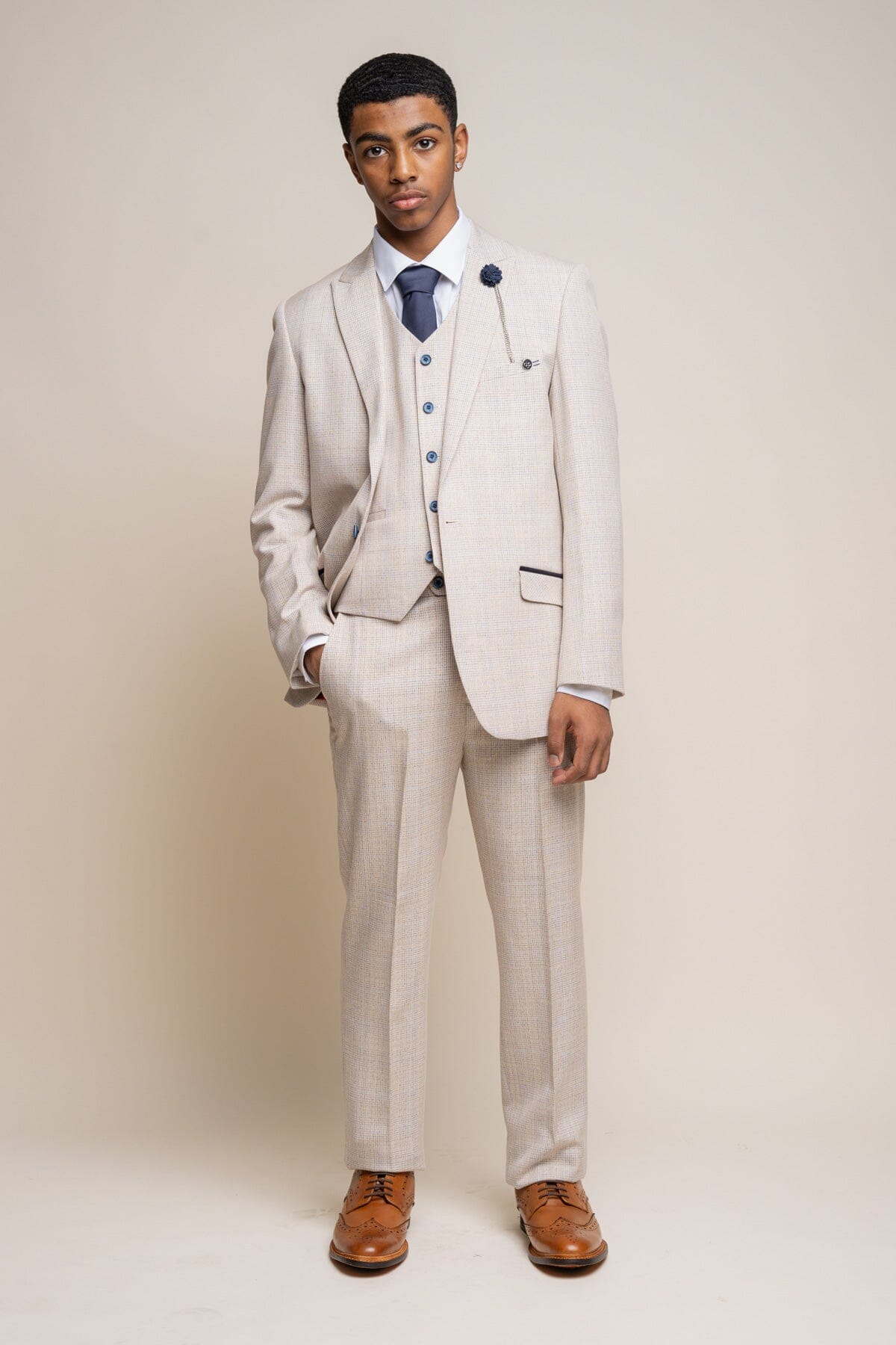 Caridi Beige Boys 3 Piece Suit - Childrenswear - 