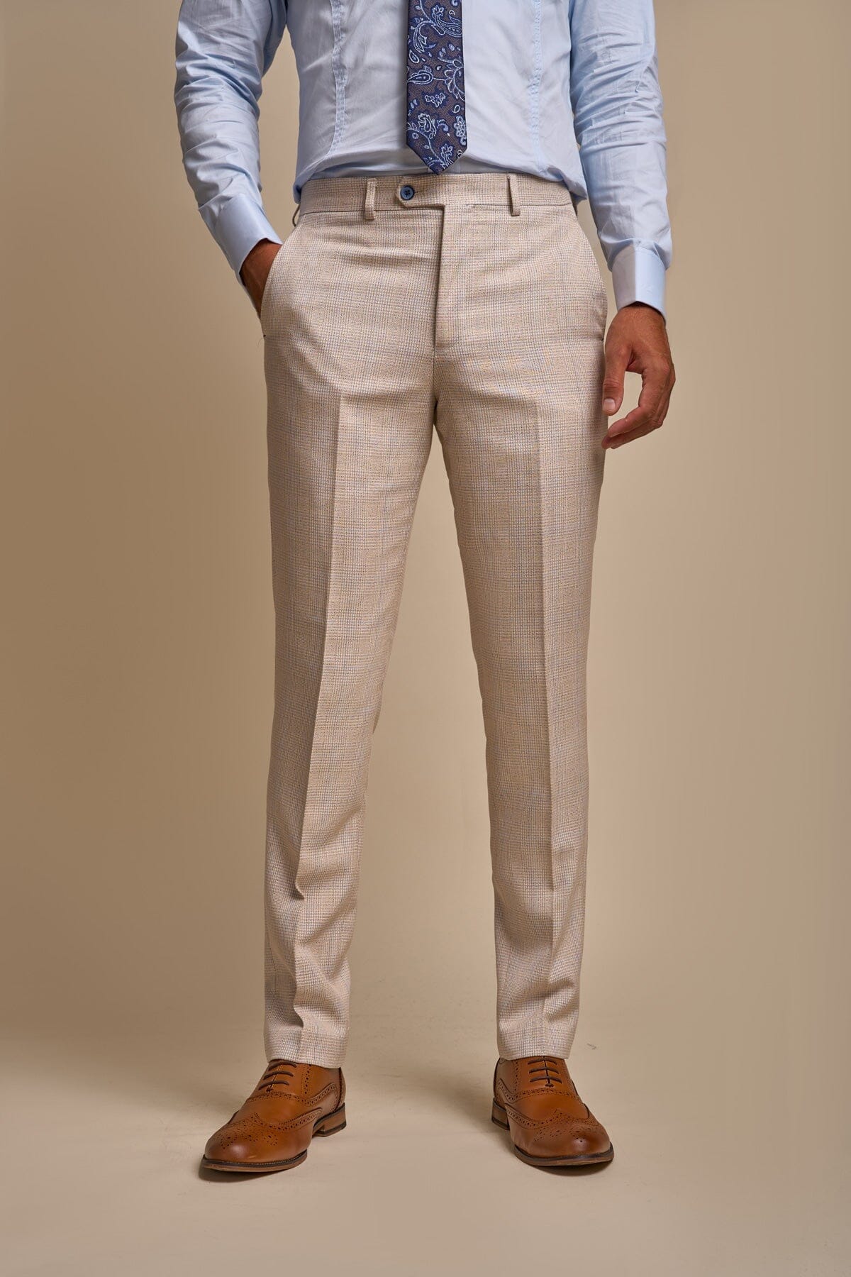 Caridi Beige Tweed Trousers - Trousers - 28R 