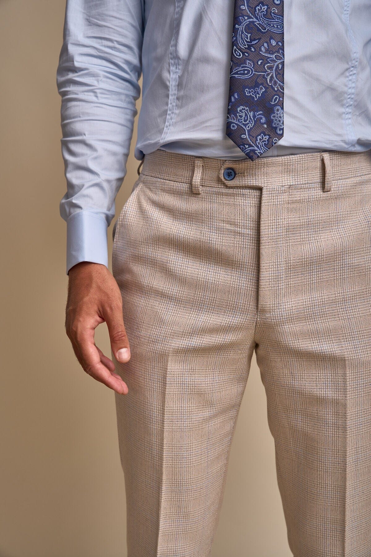 Caridi Beige Tweed Trousers - Trousers - 