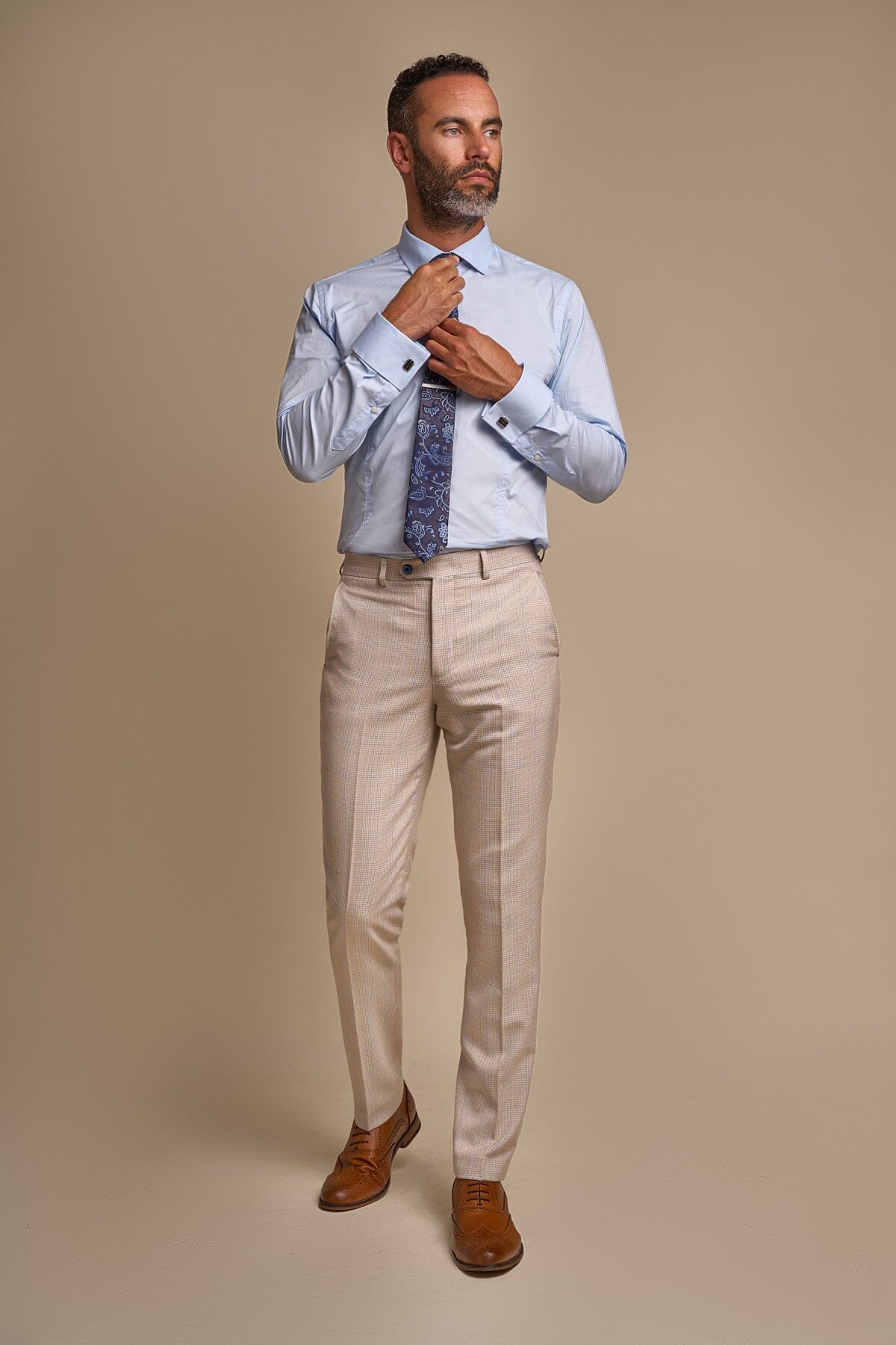 Textured Beige Trousers - STOCK CLEARANCE