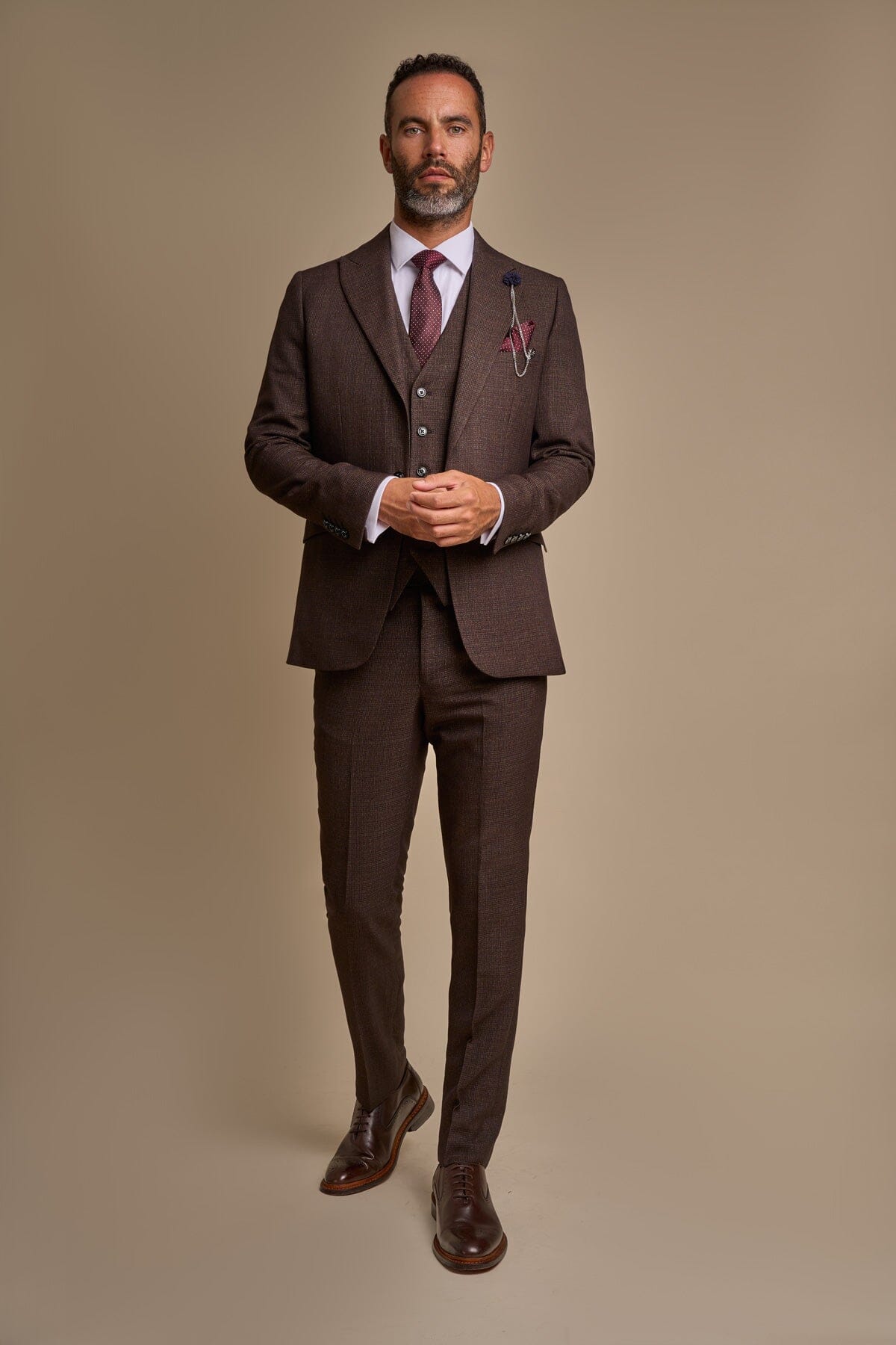 Caridi Brown 3 Piece Wedding Suit - Suits - 