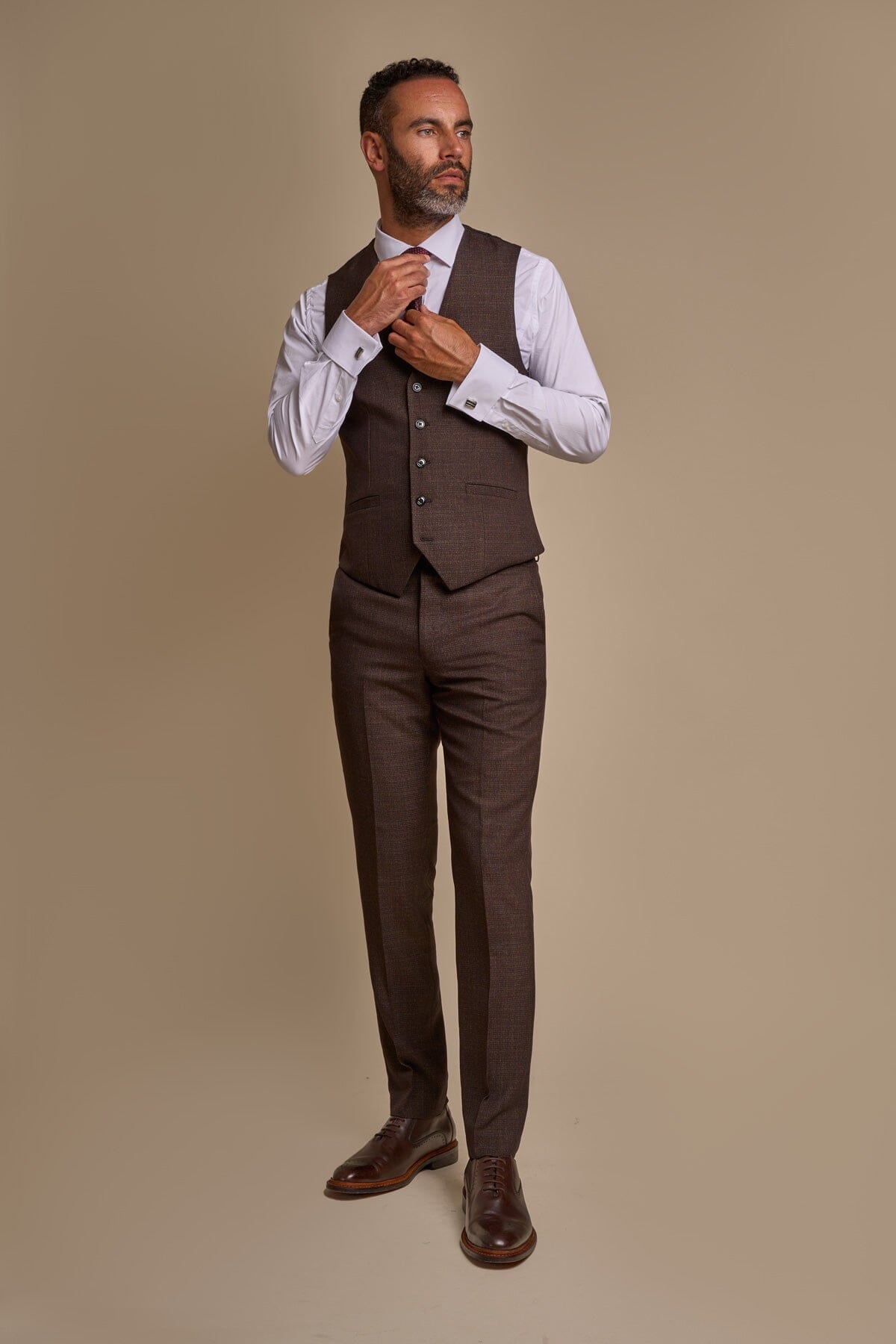 Caridi Brown 3 Piece Wedding Suit - Suits - 