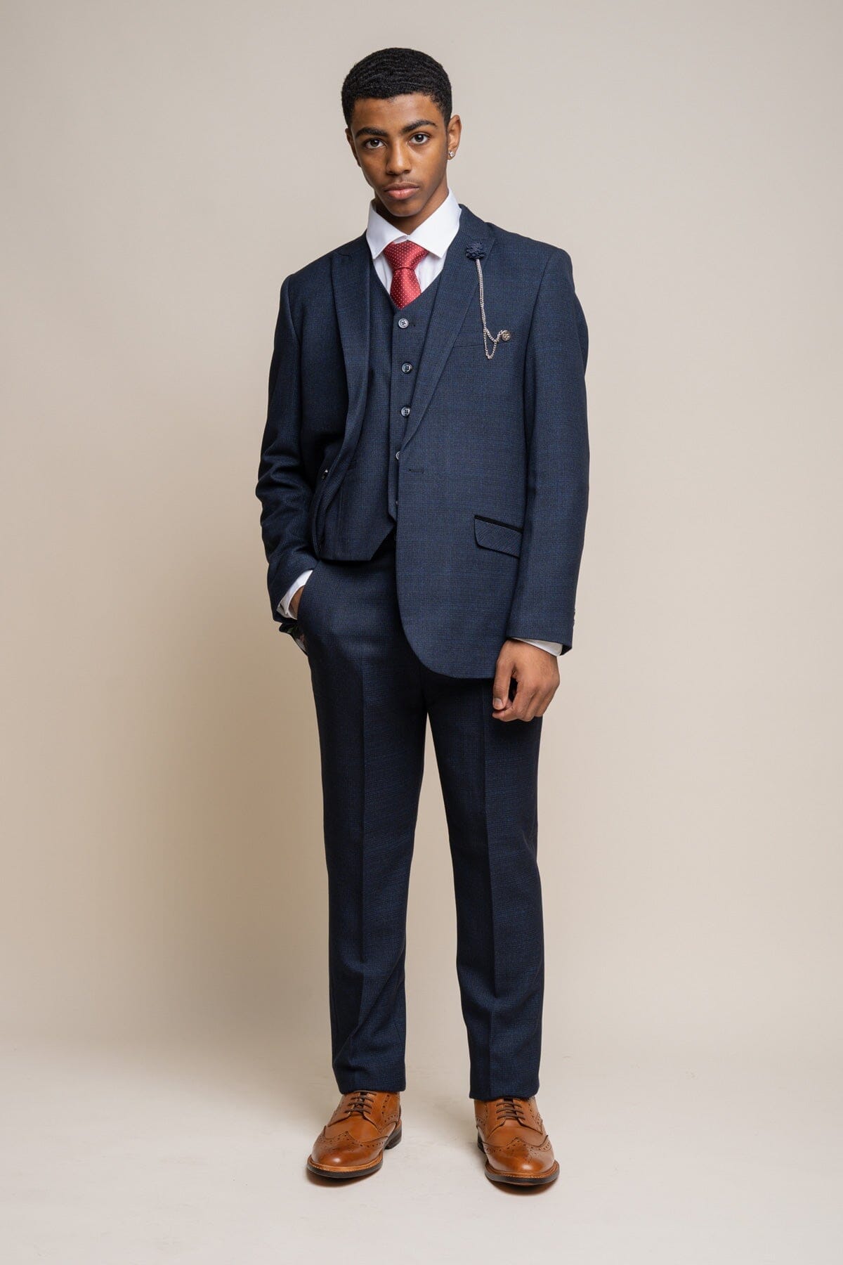 Caridi Navy Boys 3 Piece Suit - Childrenswear - 