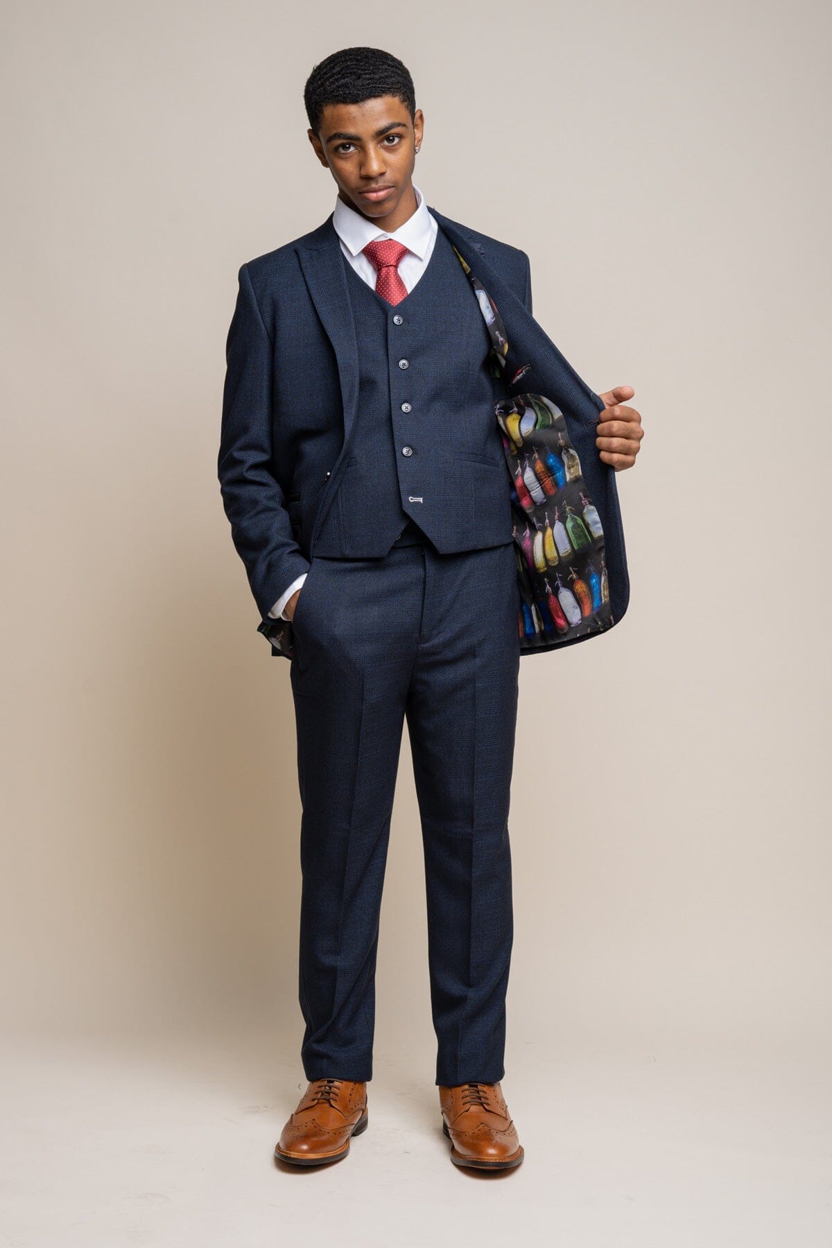 Caridi Navy Boys 3 Piece Suit - Childrenswear - 