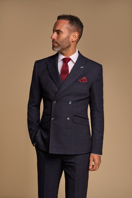 Caridi Navy Double-Breasted Jacket - Blazers & Jackets - 34R - THREADPEPPER
