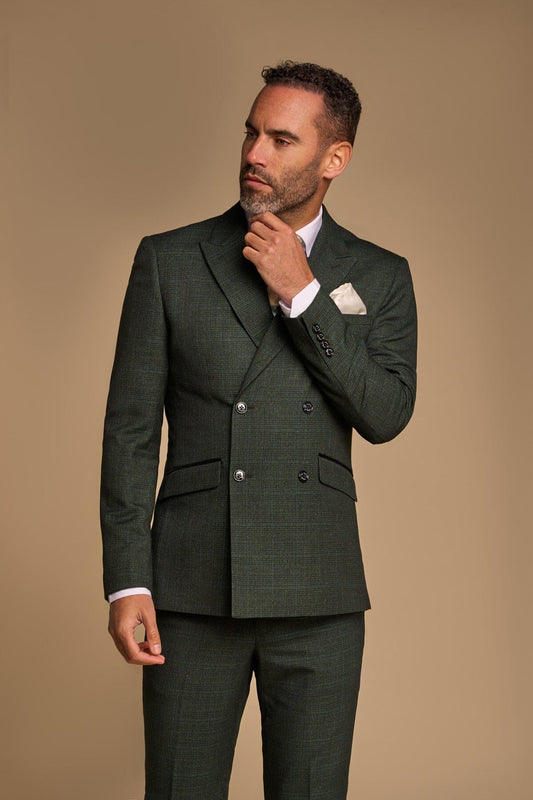 Caridi Olive Double-Breasted Jacket - Blazers & Jackets - 34R - THREADPEPPER
