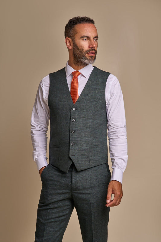 Caridi Olive Waistcoat - Waistcoats - 34R 