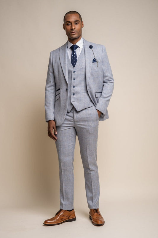 Caridi Sky Blue 3 Piece Suit - Suits - 