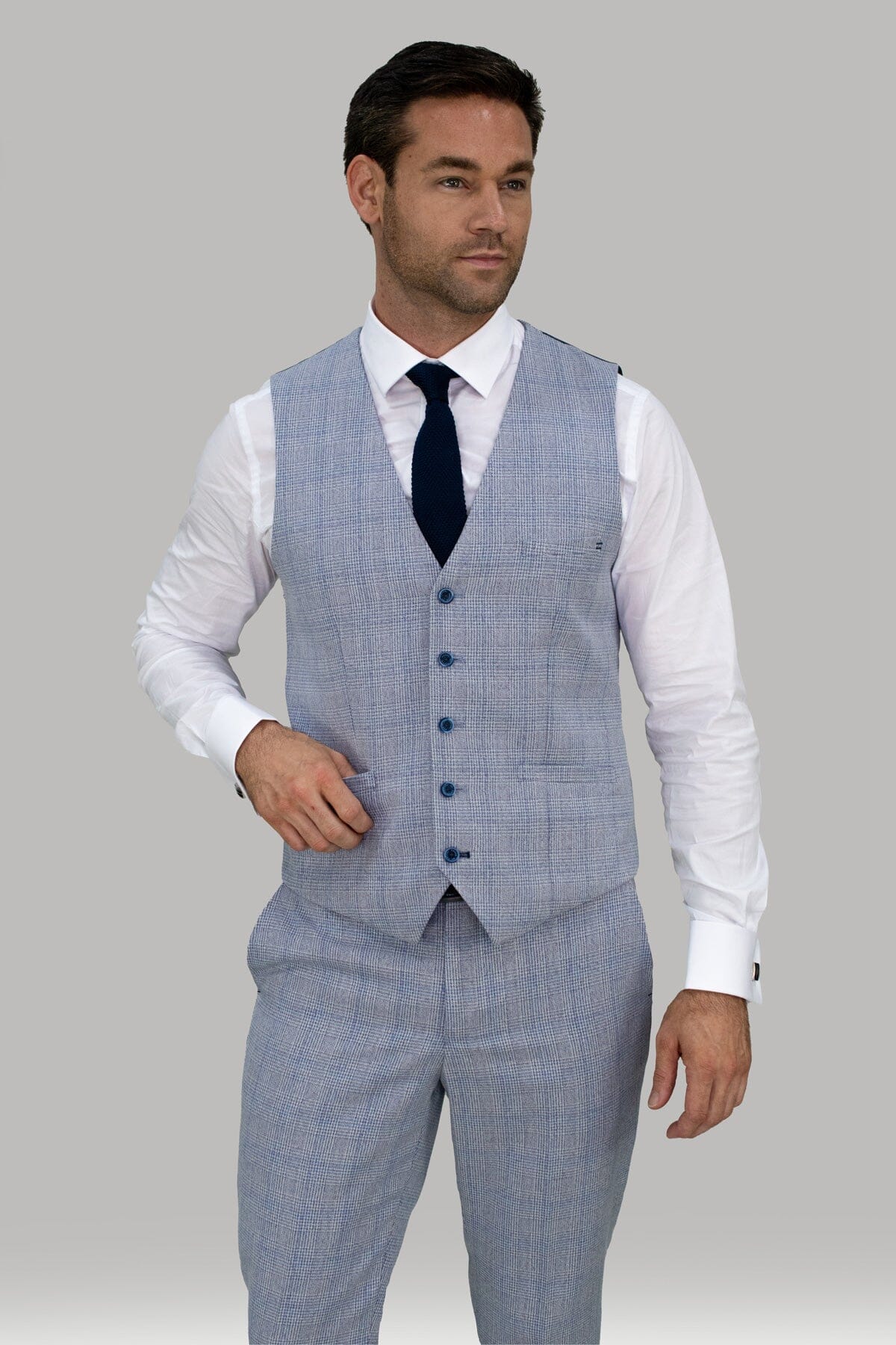 Caridi Sky Blue 3 Piece Wedding Suit - Suits - 