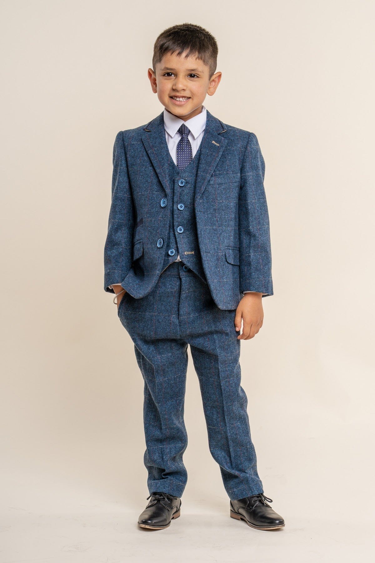 Carnegi Navy Tweed Boys 3 Piece Suit - Childrenswear - 1 
