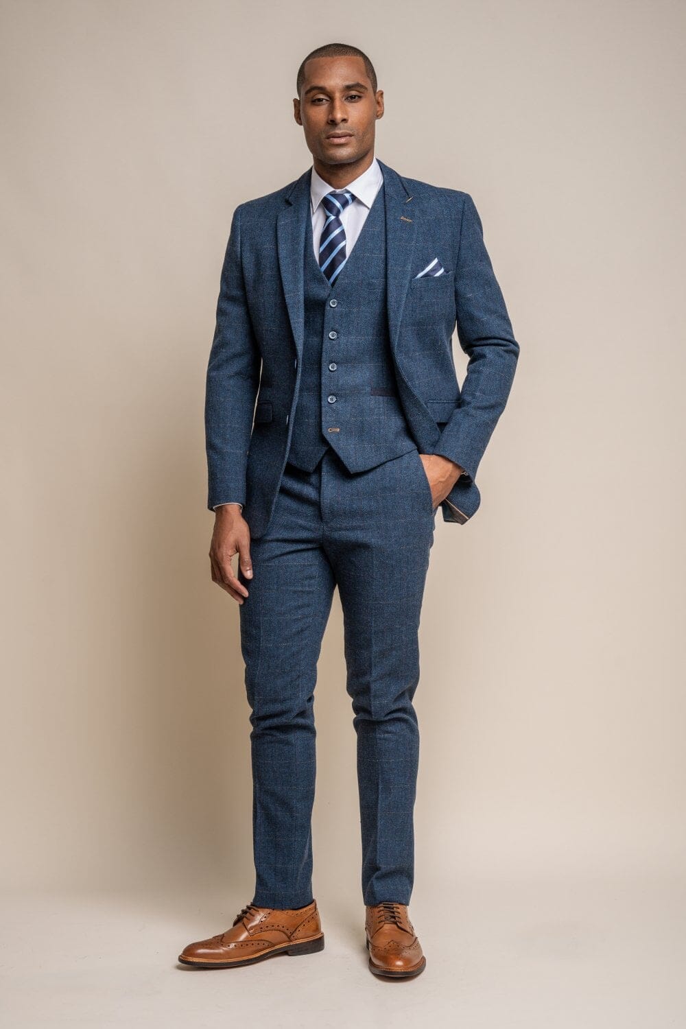 Navy blue tweed waistcoat on sale