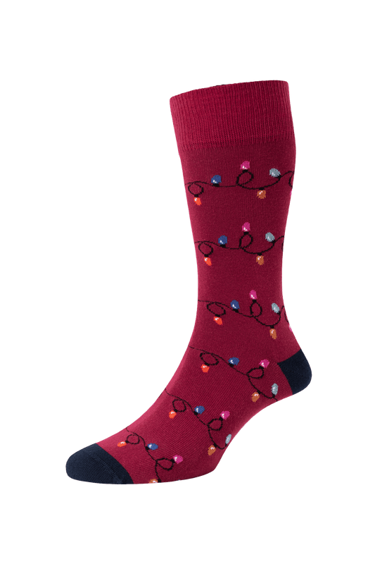 Christmas Lights Socks - Socks - Burgundy 