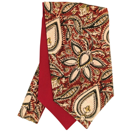 Claret Hand-Printed Cotton Cravat - Cravats - 
