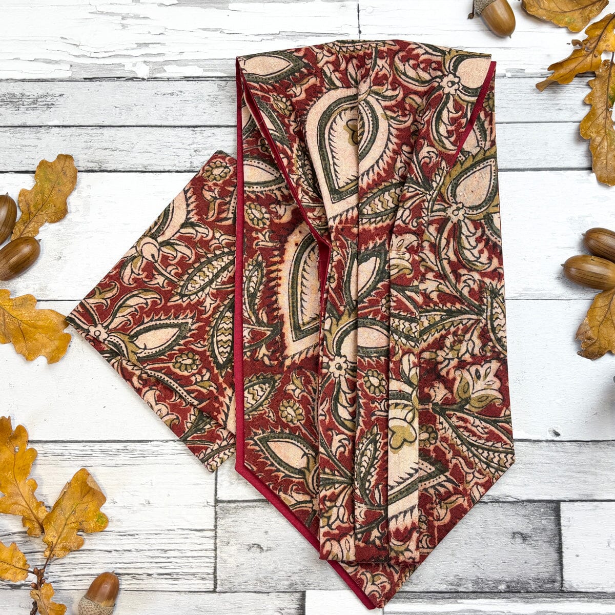 Claret Hand-Printed Cotton Cravat - Cravats - 