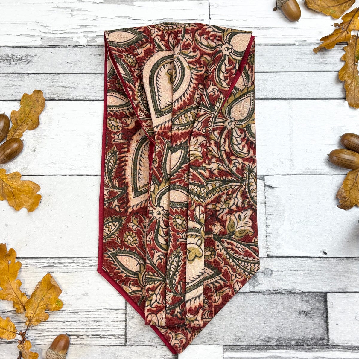 Claret Hand-Printed Cotton Cravat - Cravats - 