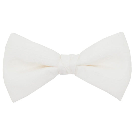 Clearance - Ivory Lace Shantung Pre-Tied Bow Tie - Bow Ties - 
