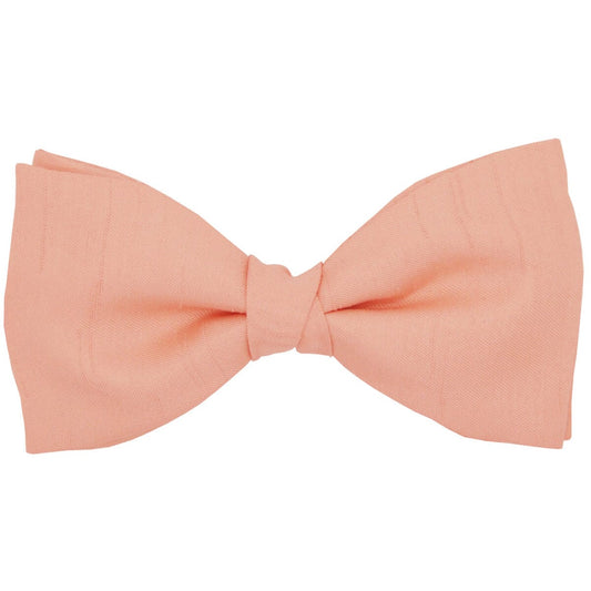 Clearance - Peach Shantung Pre-Tied Bow Tie - Bow Ties - 