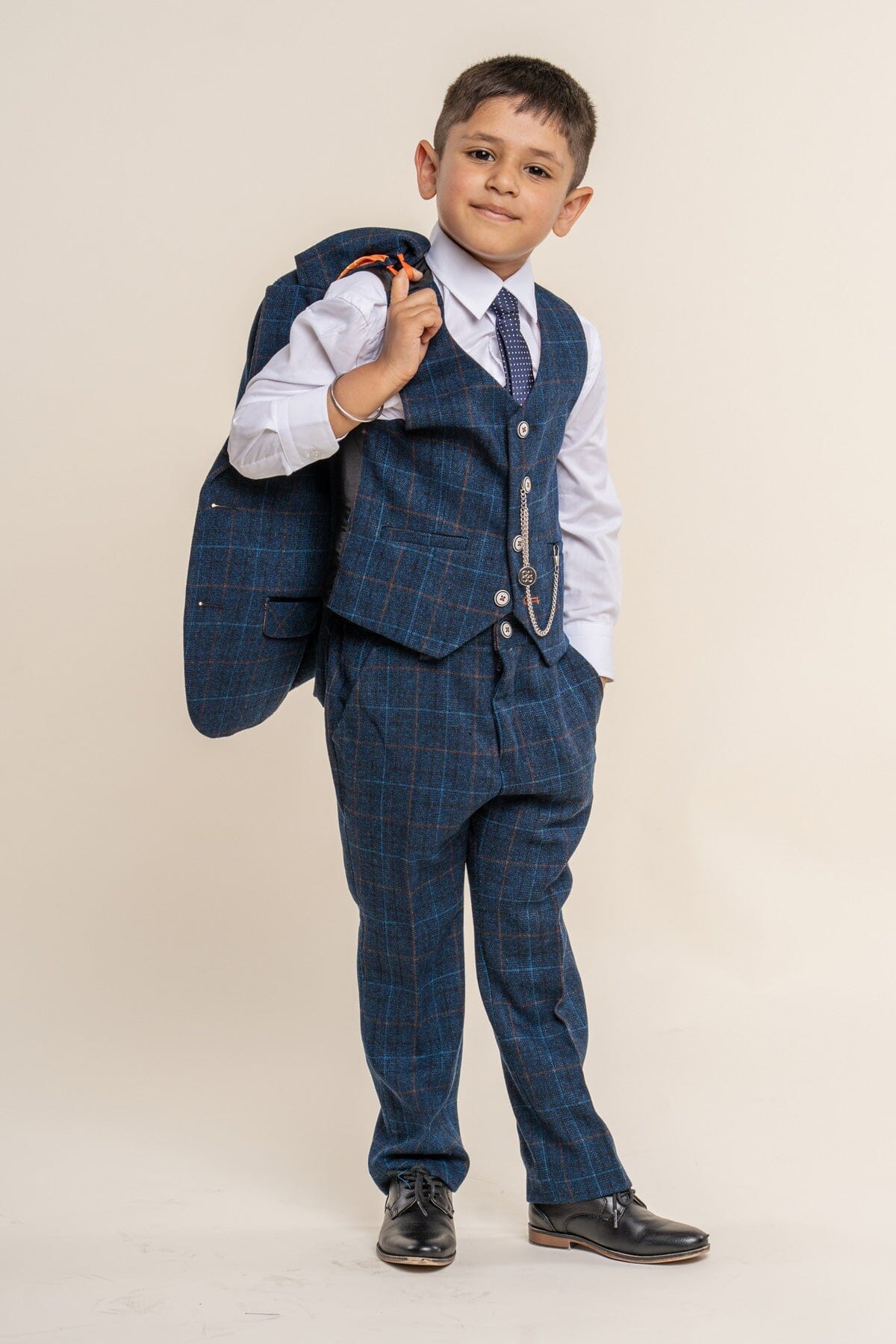 Cody Blue Check Boys 3 Piece Suit - Childrenswear - 