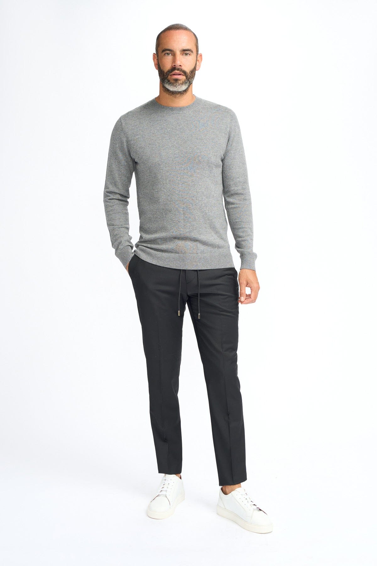 Connall Grey Wool Crewneck Jumper - Jumpers - 