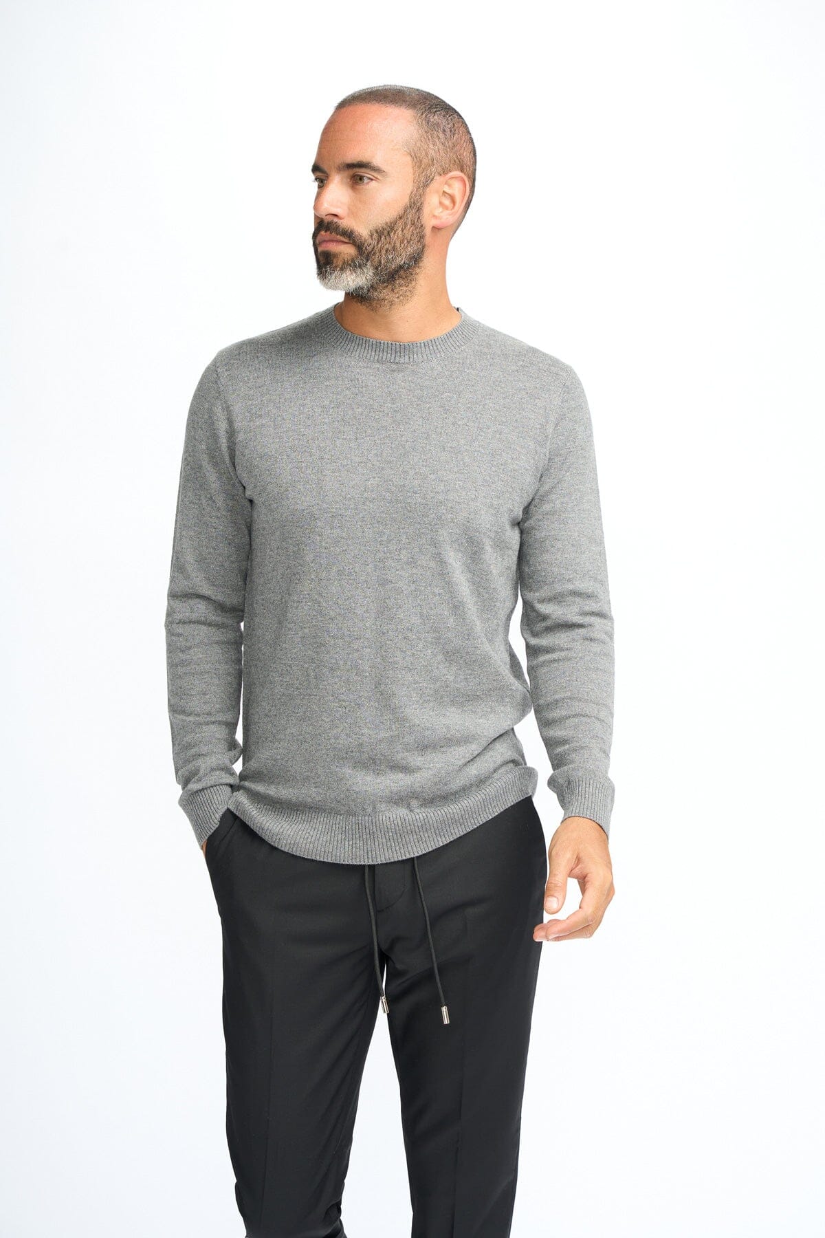 Connall Grey Wool Crewneck Jumper - Jumpers - S 