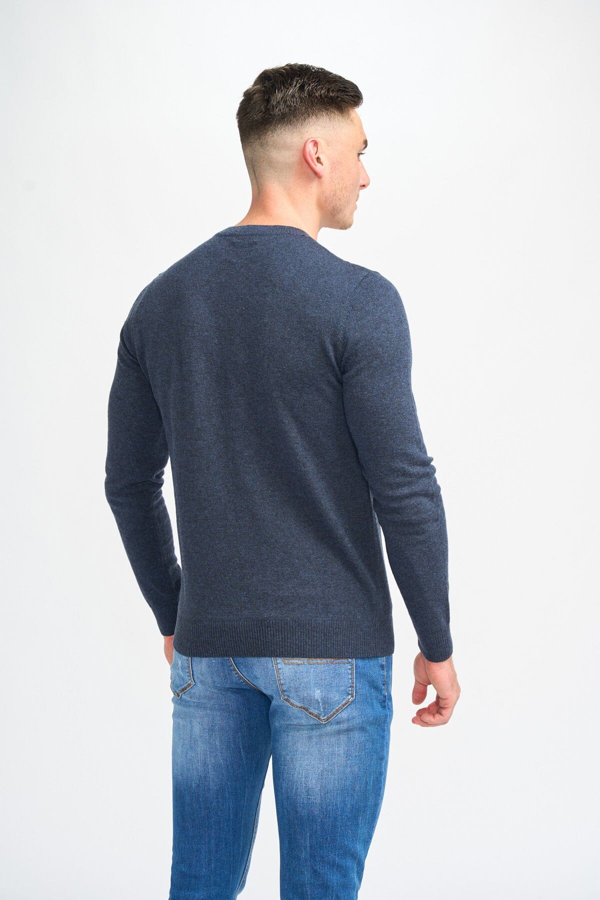 Connall Navy Wool Crewneck Jumper - Jumpers - 