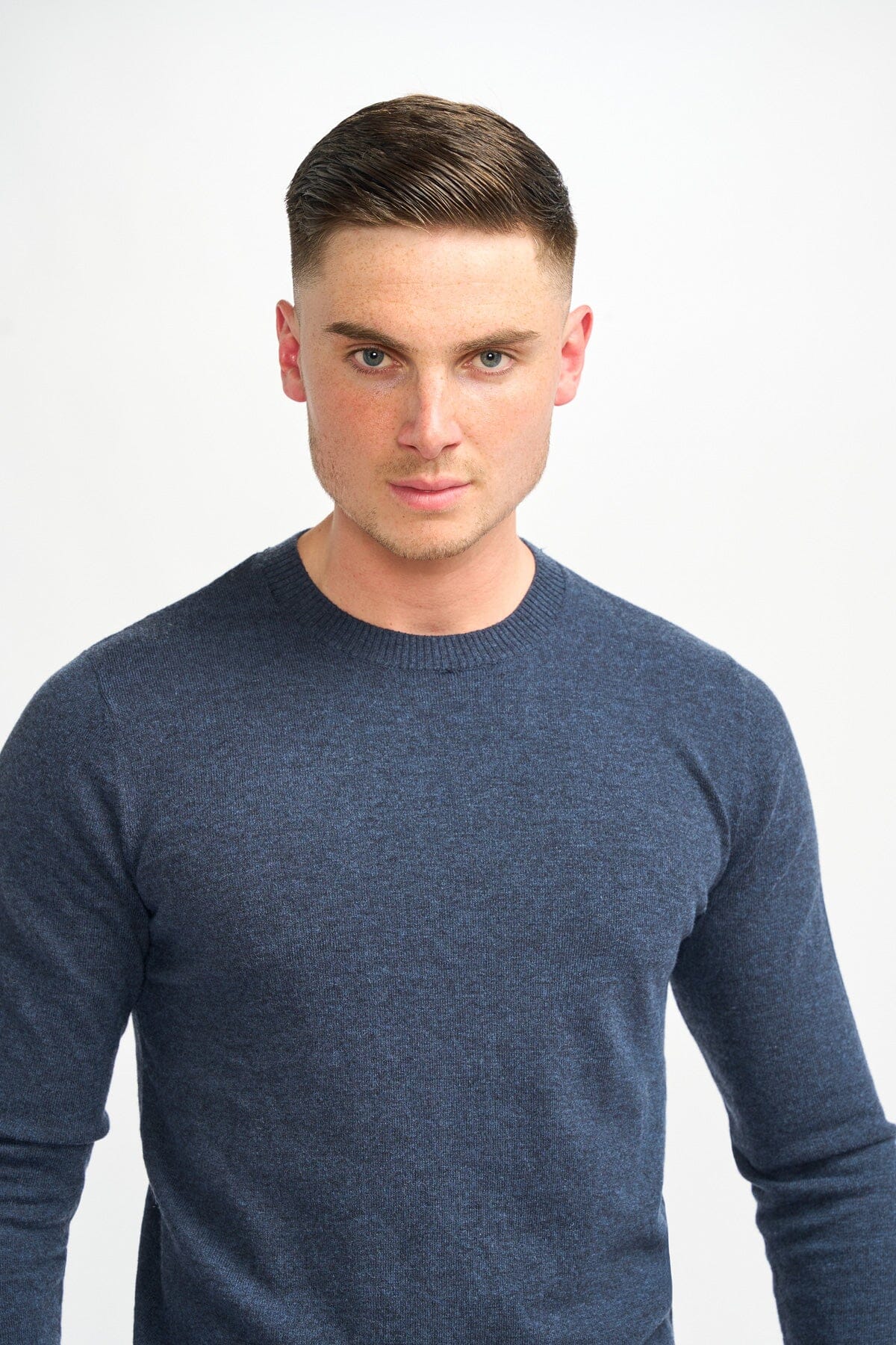 Connall Navy Wool Crewneck Jumper - Jumpers - 