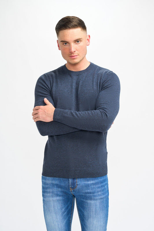 Connall Navy Wool Crewneck Jumper - Jumpers - S 