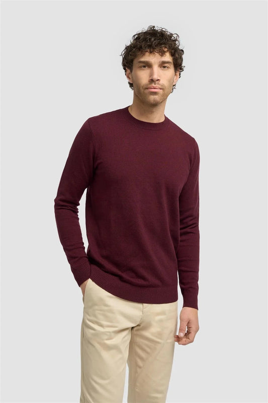 Connall Wool Crewneck Jumper - Jumpers - Wine S 
