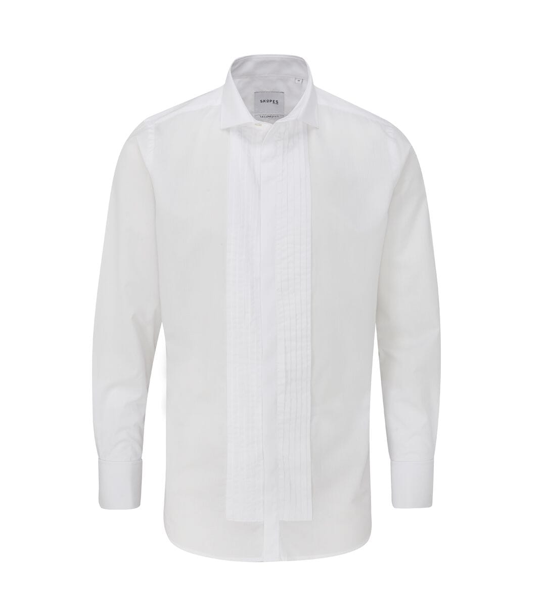 Cutaway Collar Pleated White Dress Shirt - Shirts - - THREADPEPPER