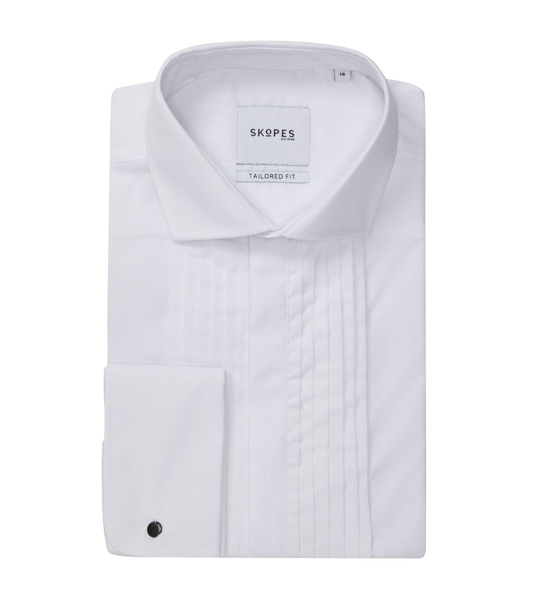 Cutaway Collar Pleated White Dress Shirt - Shirts - - THREADPEPPER