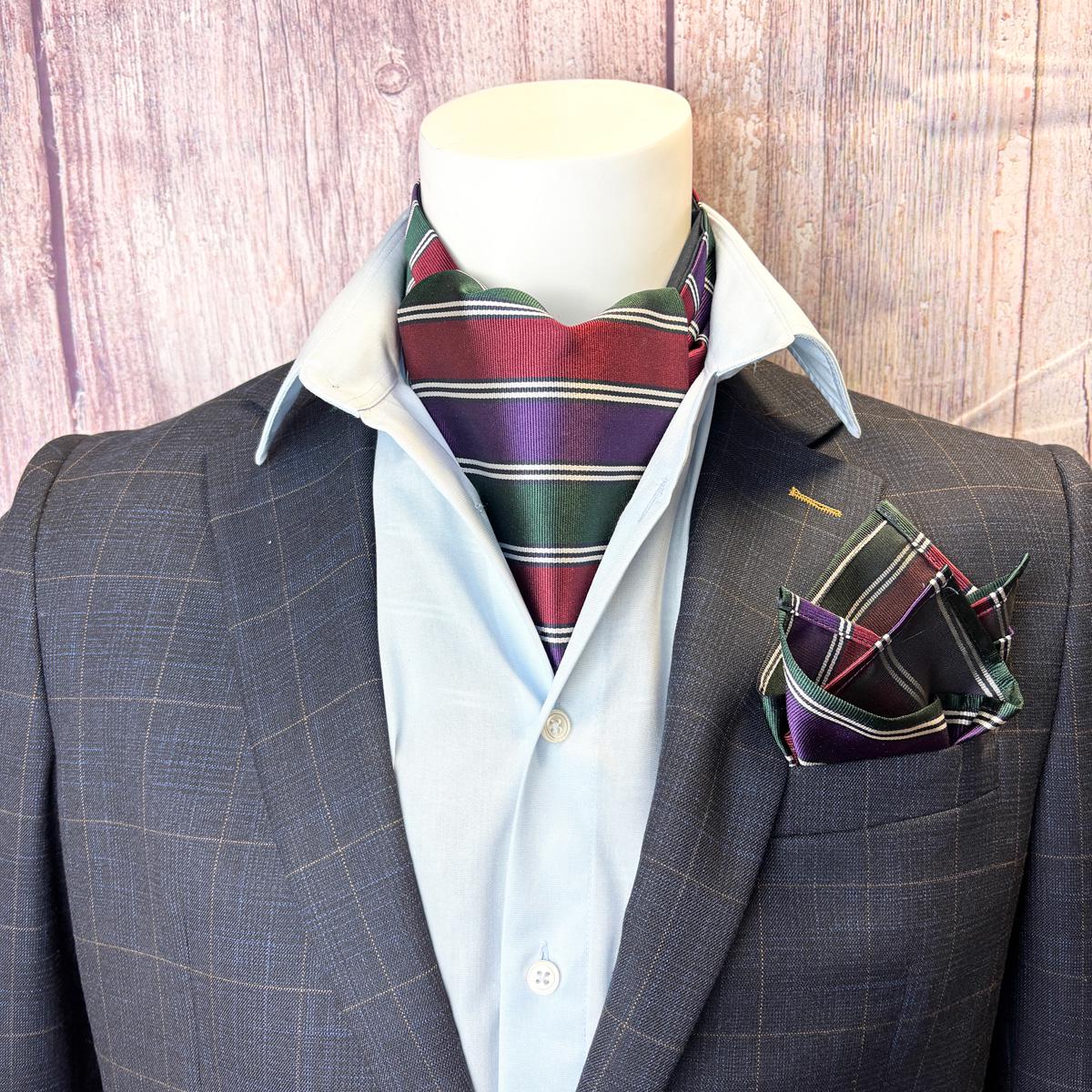 Clearance - Parry Stripe Silk Pocket Square